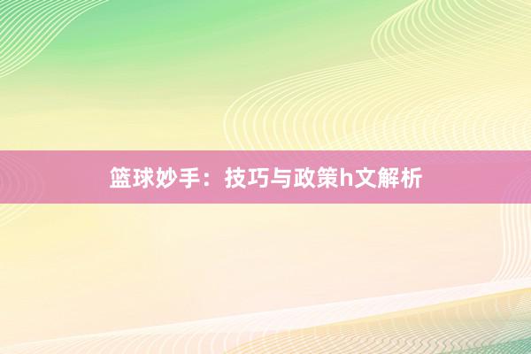 篮球妙手：技巧与政策h文解析